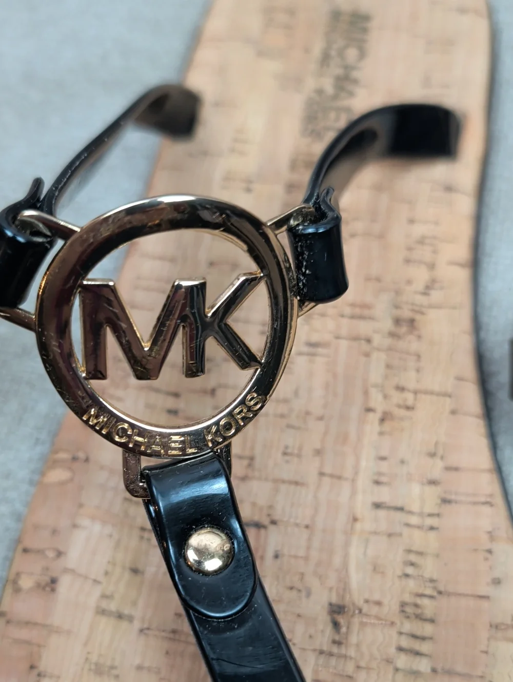 Michael Kors Black MK Logo Cork Sandals Size 10